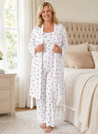 💚Plus Size Floral Cherry 3-Piece Sleepwear Set