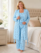 💚Plus Size Floral Cherry 3-Piece Sleepwear Set