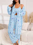 💚Plus Size Floral Cherry 3-Piece Sleepwear Set