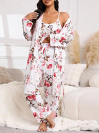 💚Plus Size Floral Cherry 3-Piece Sleepwear Set