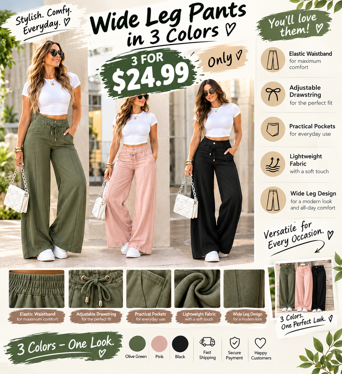 💝💝Women's High-Waisted Straight-Leg Pants with Front Seam Detail & Elastic Back Waistband – Comfortable, Versatile Trousers for Work & Everyday Wear