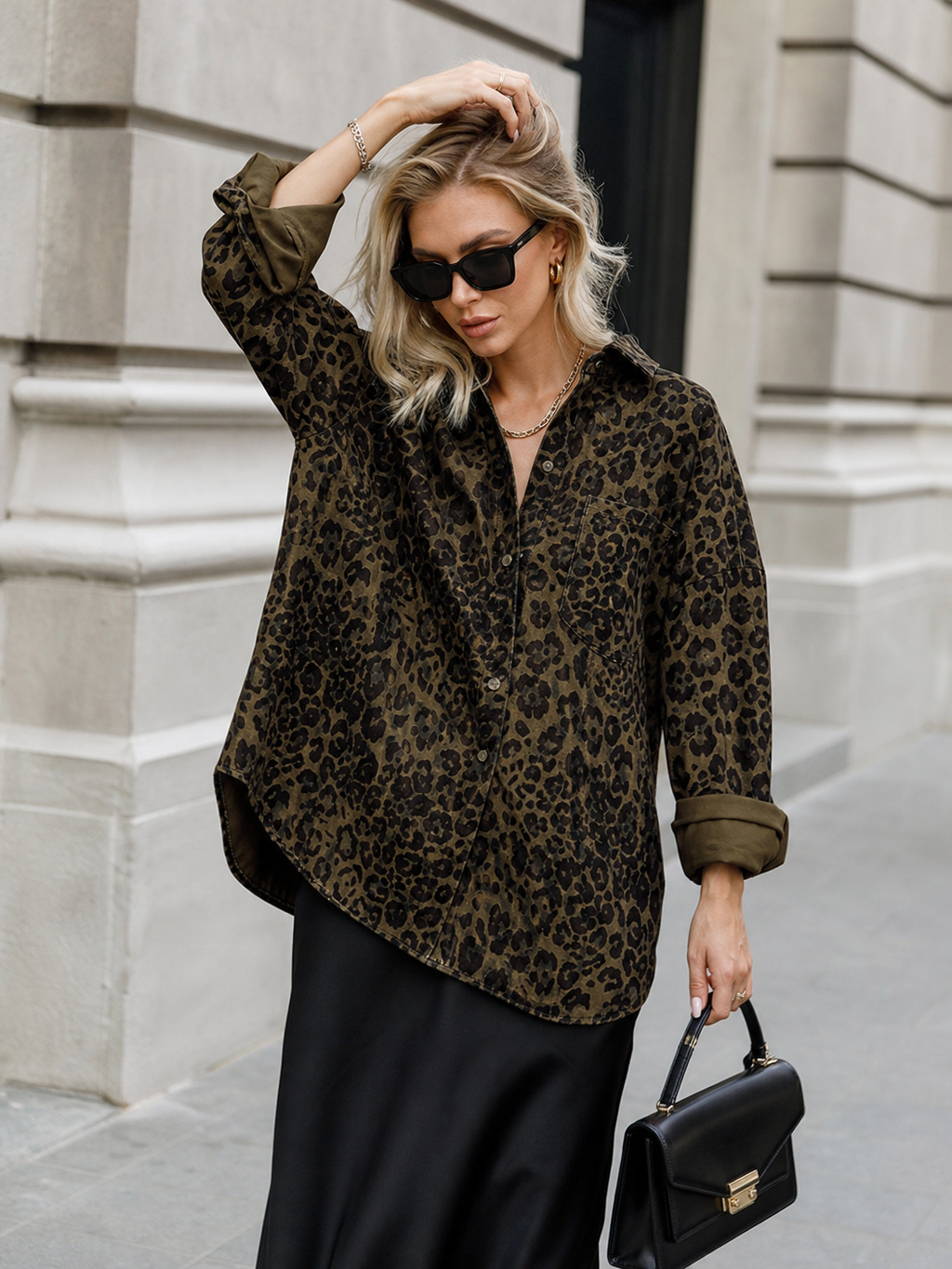 🌸🌸UTCoco Women Cotton Leopard Shacket | Oversized Button Front Shirt Jacket
