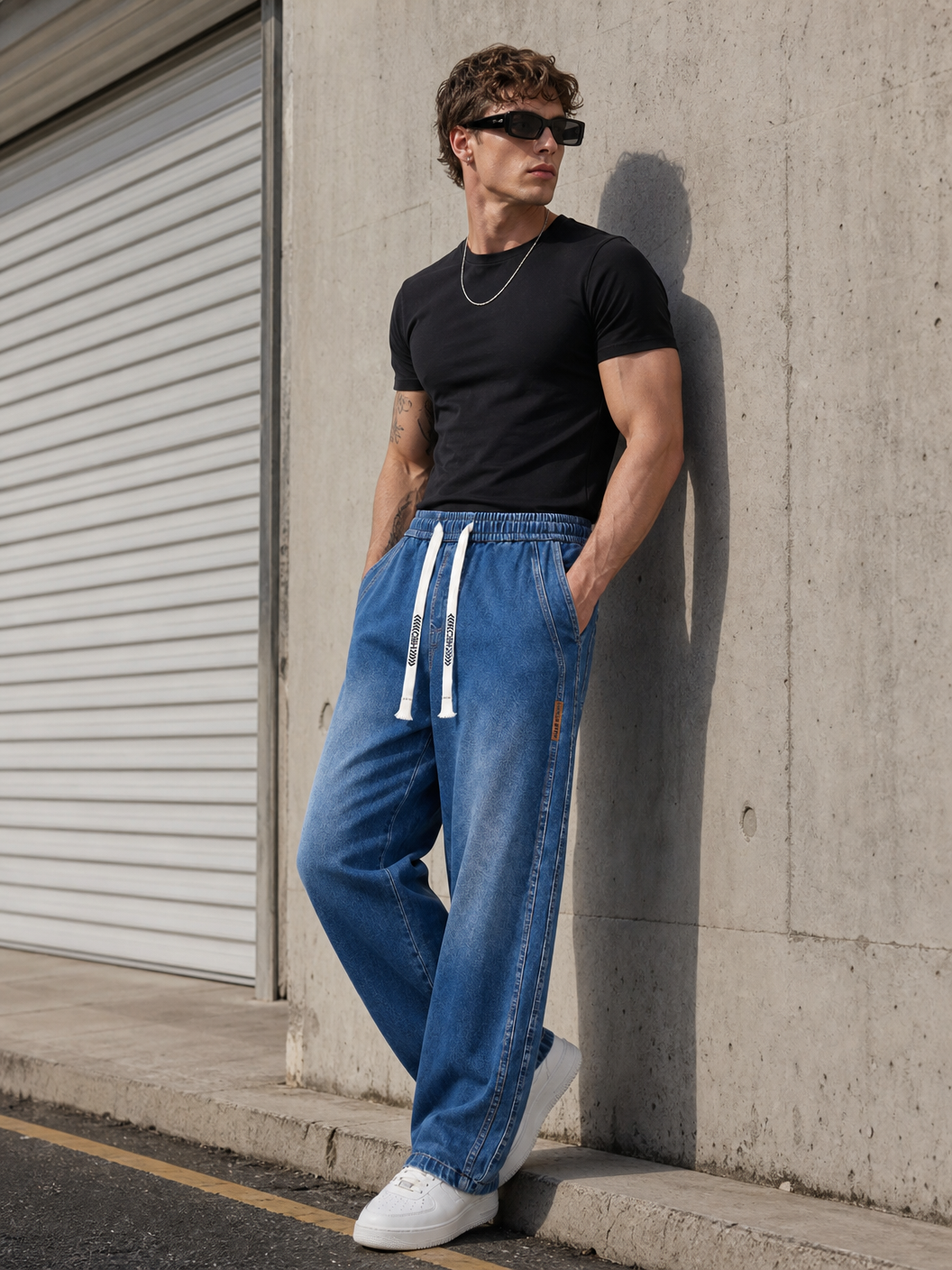 🌸🌸6PCS Bundle $24.63 Special Deal Men's Stretch Cotton Loose Fit Drawstring Waist Jeans, Comfort Pull-On Denim Pants