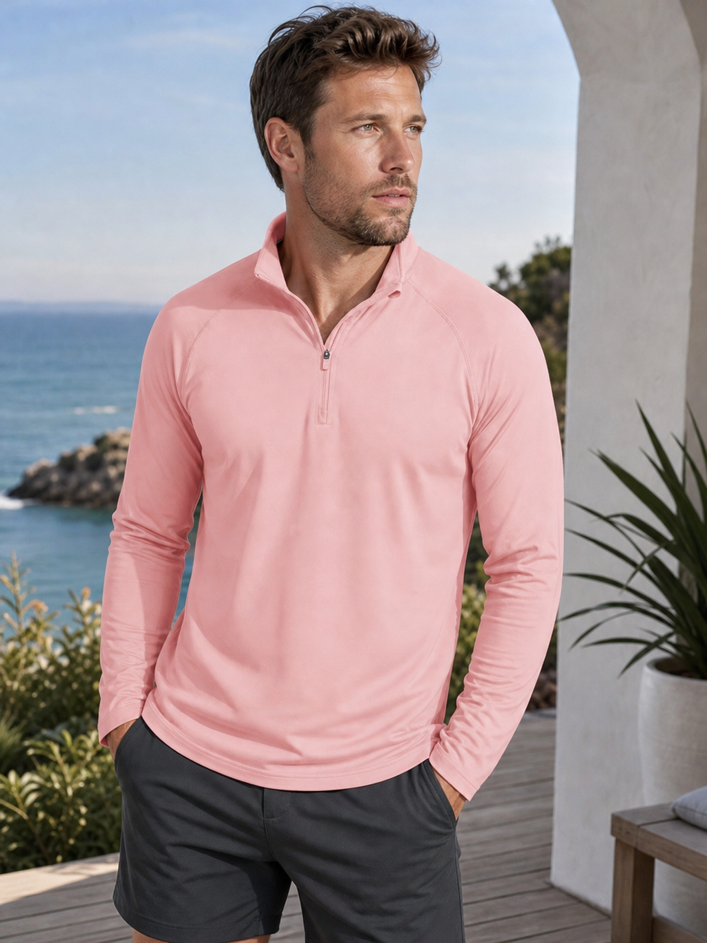 🌸🌸MAGCOMSEN Men's 1/4 Zip UPF 50+ Sun Protection Shirt, Long Sleeve Outdoor Pullover