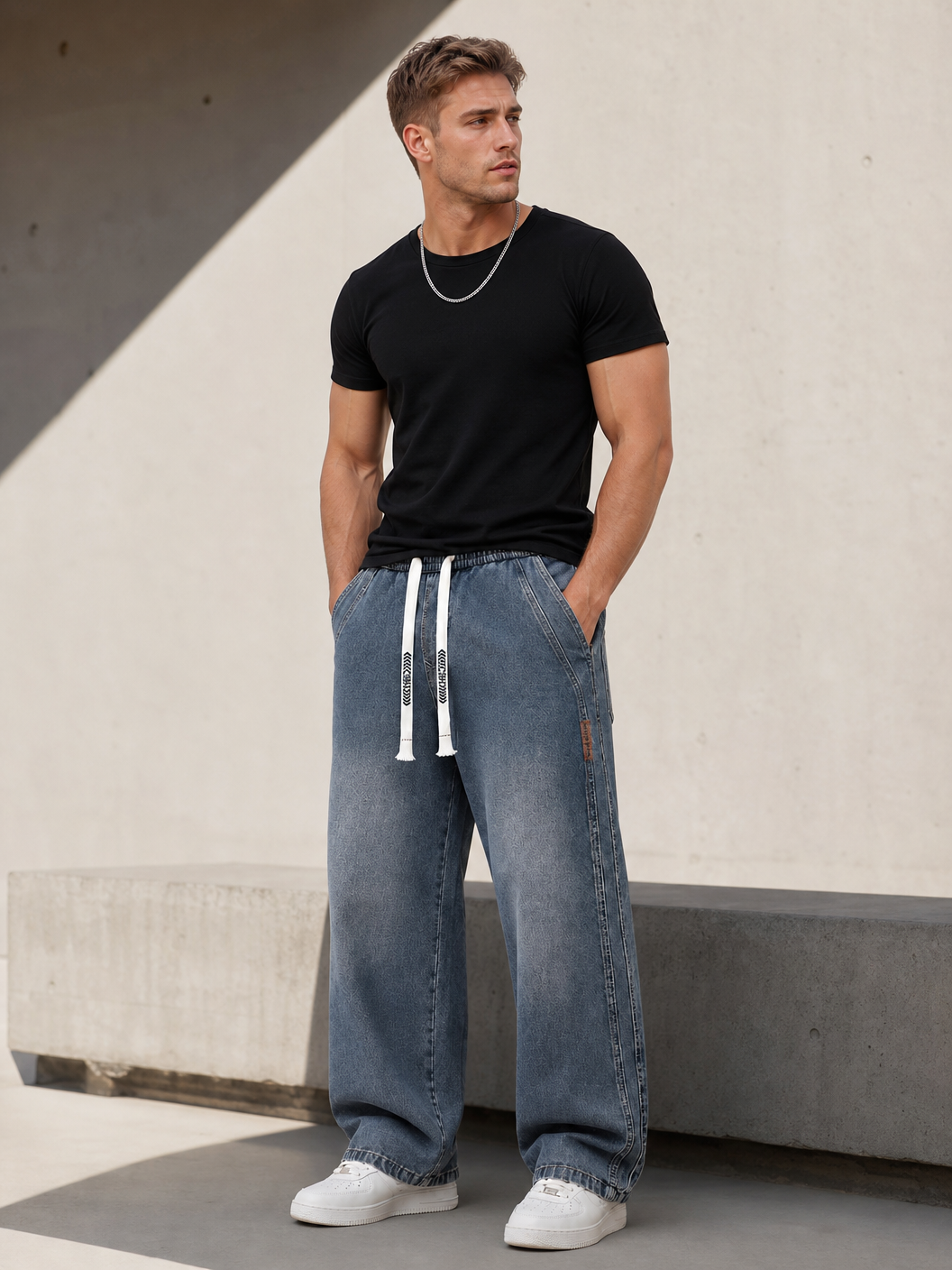 🌸🌸6PCS Bundle $24.63 Special Deal Men's Stretch Cotton Loose Fit Drawstring Waist Jeans, Comfort Pull-On Denim Pants