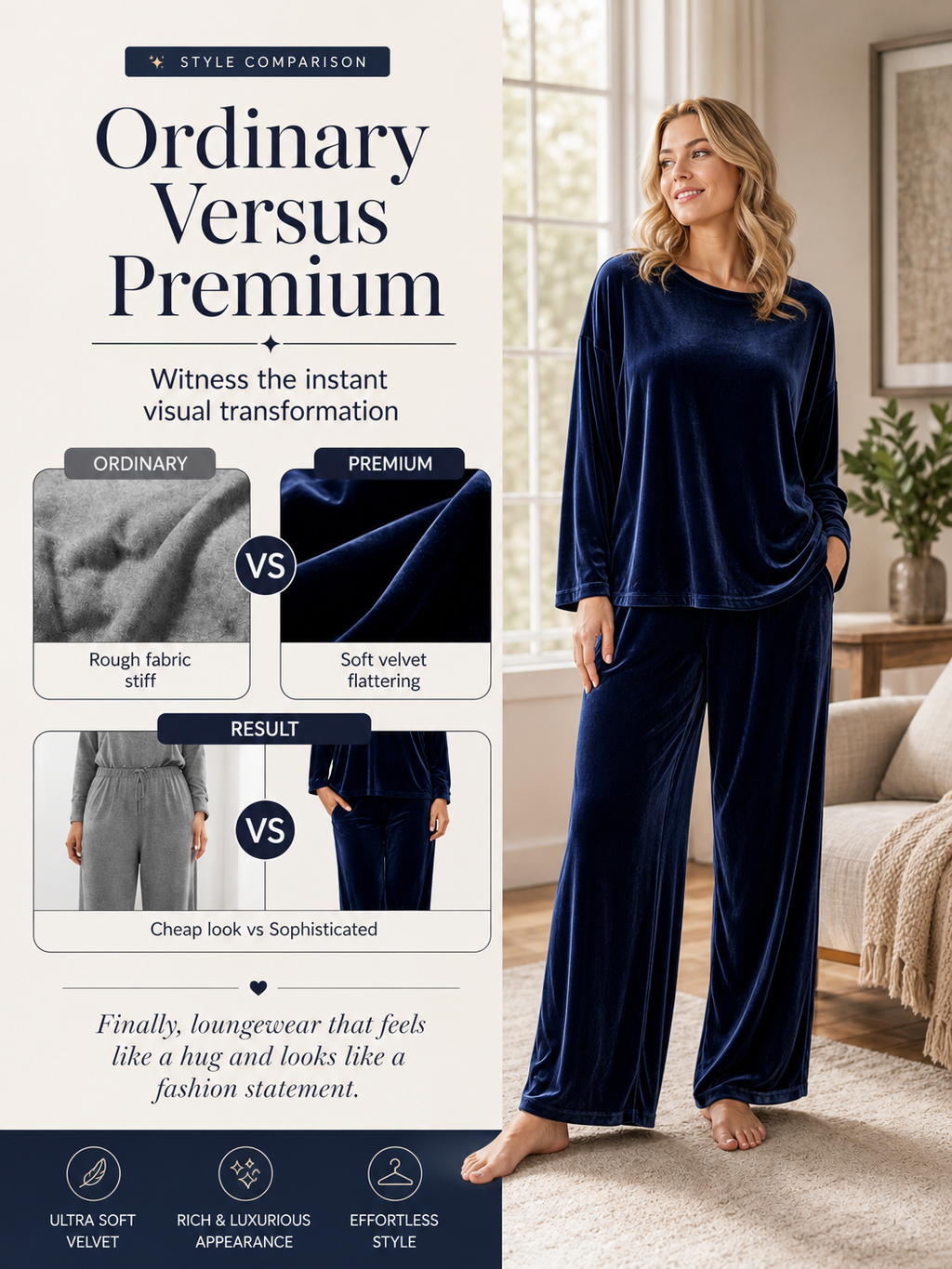 🌸🌸Women Soft Velvet Matching Set - Long Sleeve Top & Wide-Leg Pants✨