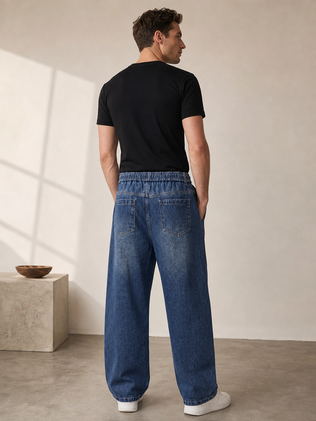 🌸🌸6PCS Bundle $24.63 Special Deal Men's Stretch Cotton Loose Fit Drawstring Waist Jeans, Comfort Pull-On Denim Pants