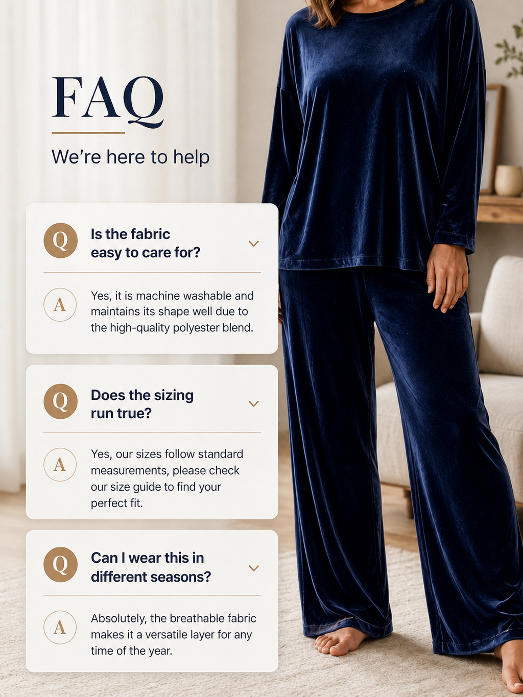 🌸🌸Women Soft Velvet Matching Set - Long Sleeve Top & Wide-Leg Pants✨