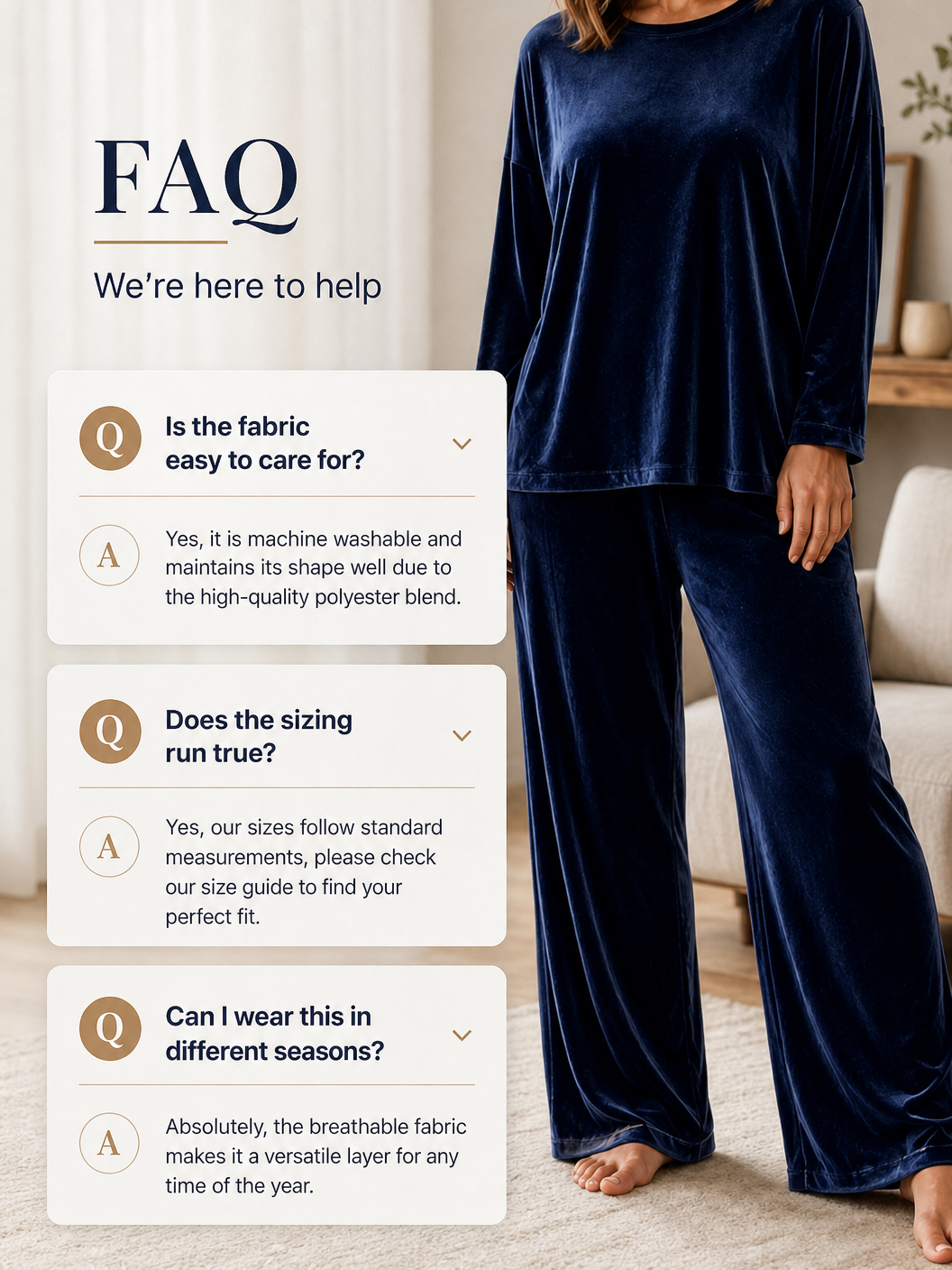 🌸🌸Women Soft Velvet Matching Set - Long Sleeve Top & Wide-Leg Pants✨