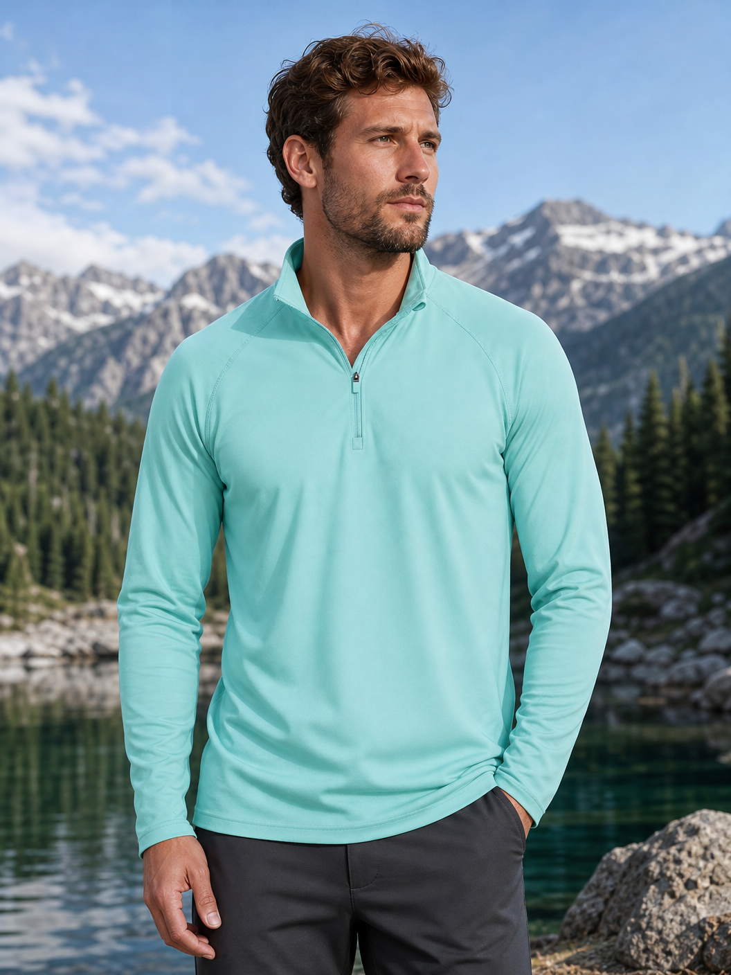 🌸🌸MAGCOMSEN Men's 1/4 Zip UPF 50+ Sun Protection Shirt, Long Sleeve Outdoor Pullover