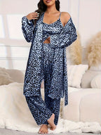 💚Plus Size Floral Cherry 3-Piece Sleepwear Set