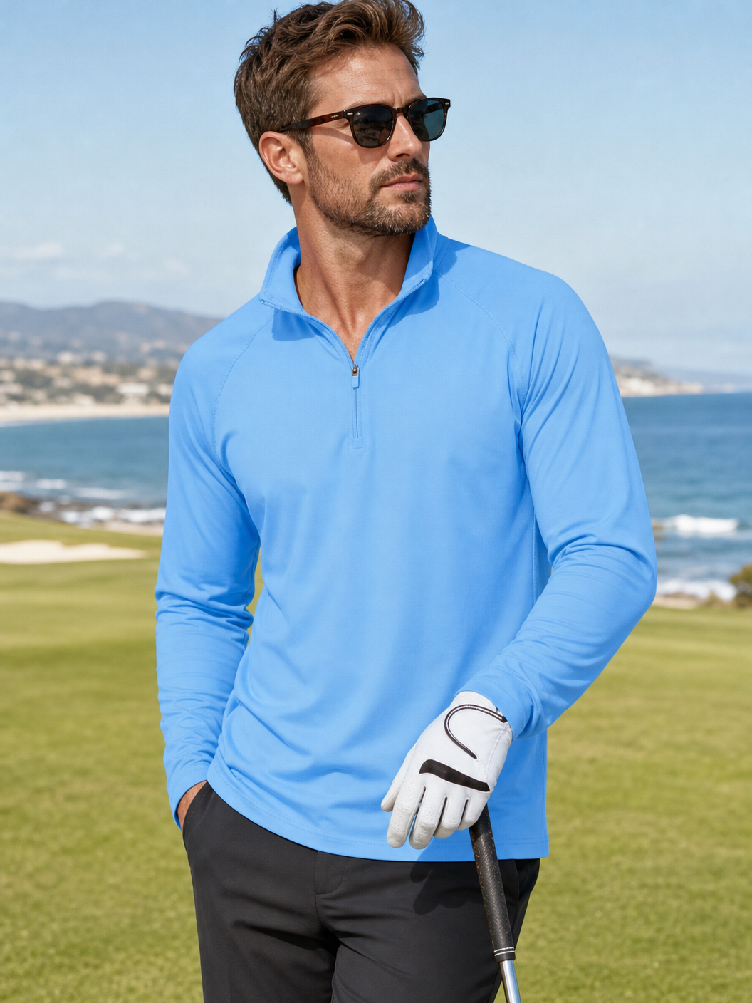 🌸🌸MAGCOMSEN Men's 1/4 Zip UPF 50+ Sun Protection Shirt, Long Sleeve Outdoor Pullover