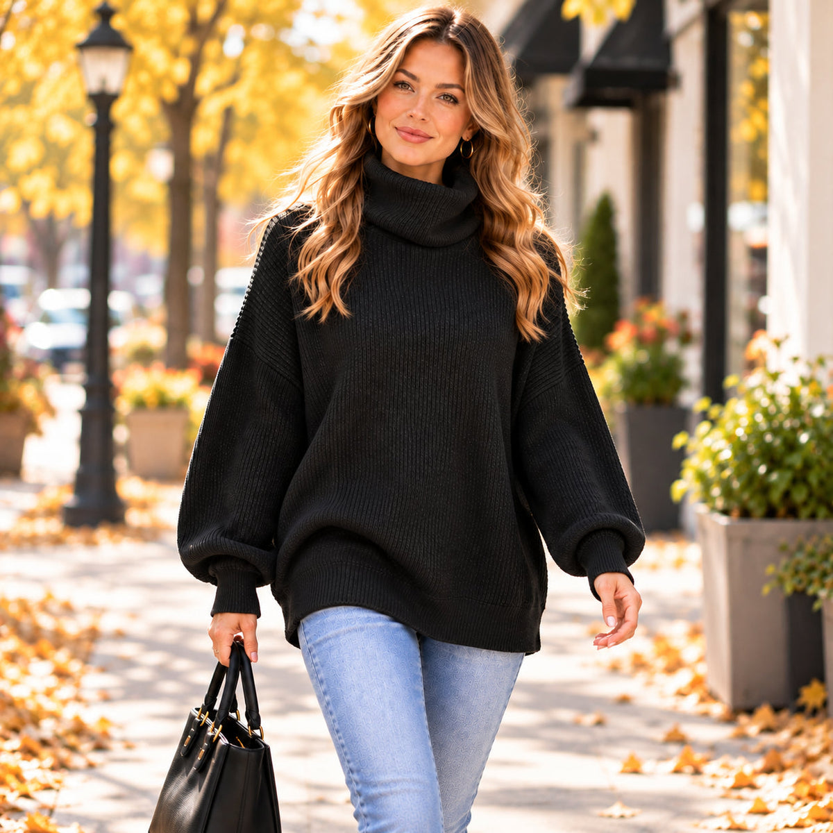 💚Women's Cozy Oversized Turtleneck Knit Sweater