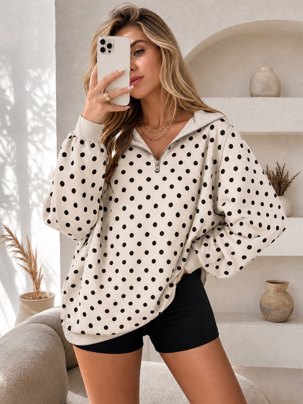 🌸🌸Oversized Half Zip Leopard Print Sweatshirt for Women, Casual Relaxed Fit Top