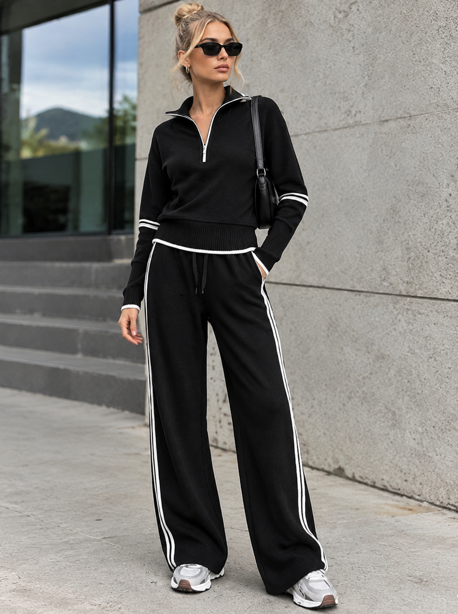 🌸🌸Women Stand Collar Zip Sweatshirt & Drawstring Pant 2-Piece Set