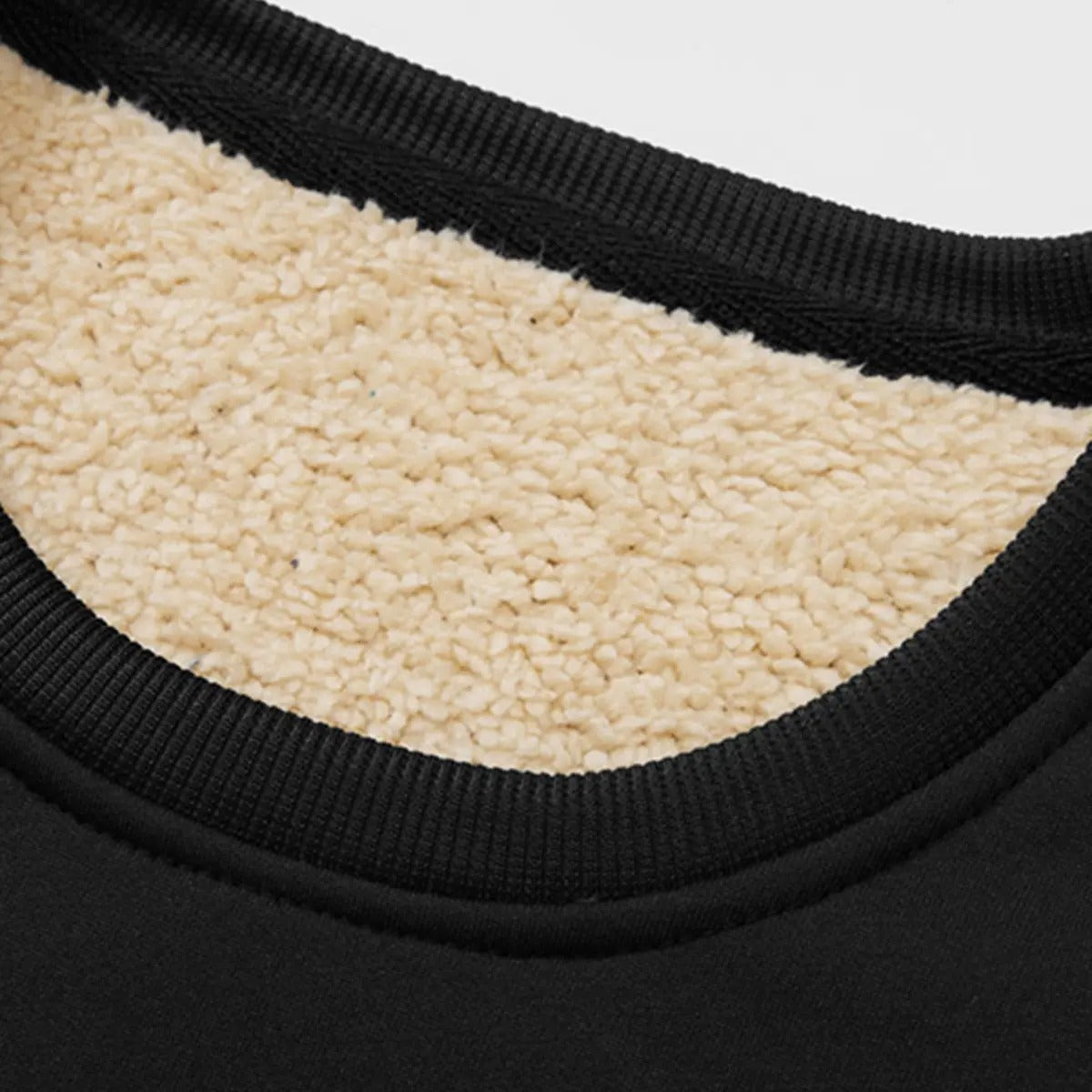 🌸🌸Men's Fitted Crewneck Sherpa Lined Sweatshirt, Wind Resistant Polyester Athletic Pullover Casual Top
