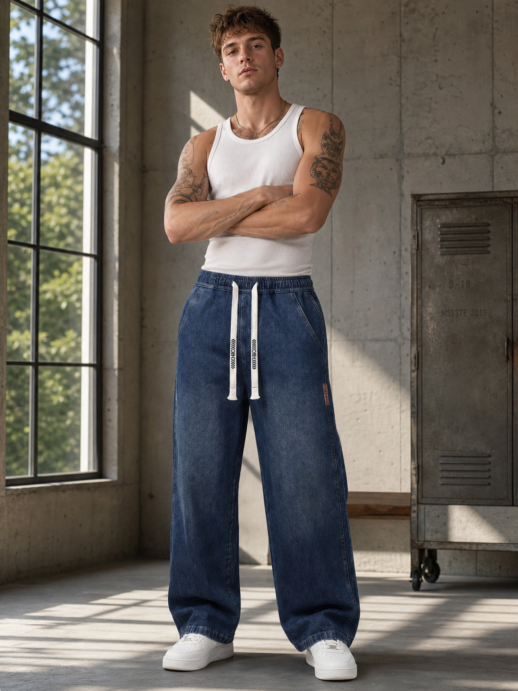🌸🌸6PCS Bundle $24.63 Special Deal Men's Stretch Cotton Loose Fit Drawstring Waist Jeans, Comfort Pull-On Denim Pants