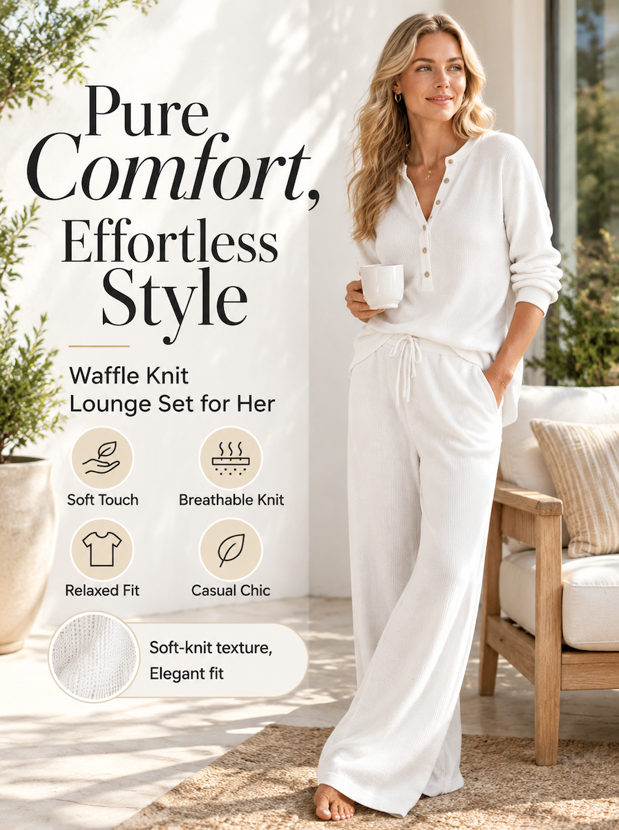 🌸🌸LAST DAY SAVE 49% Women's Waffle Knit Lounge Set