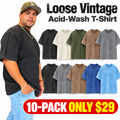 💝💝Men's Loose Vintage Acid-Wash T-Shirt – 100% Heavyweight Cotton Streetwear Style