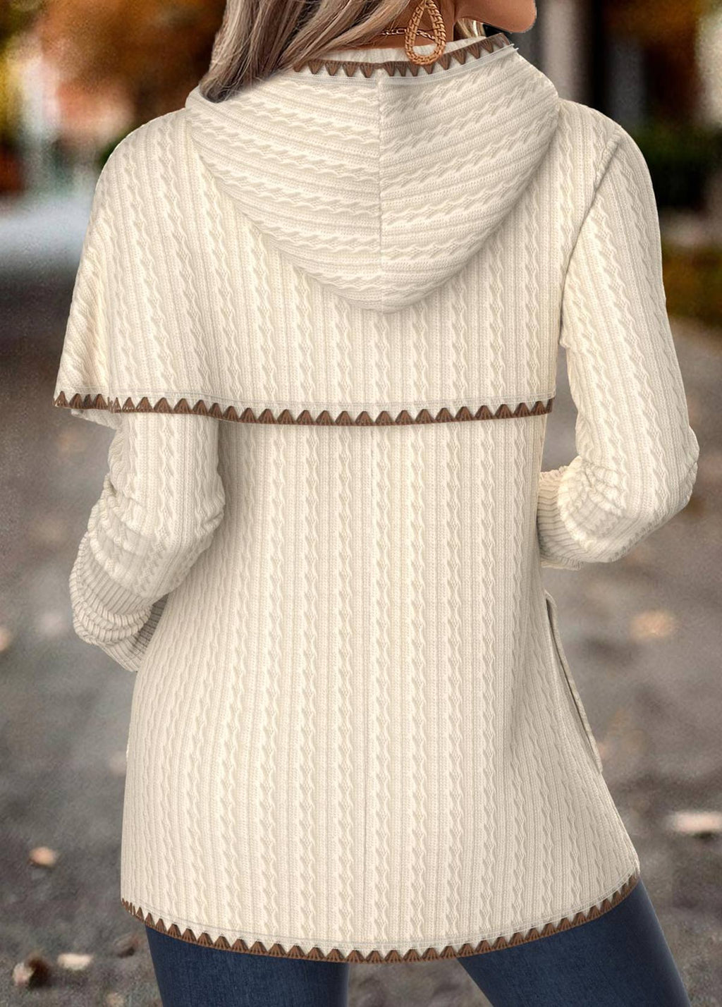 MODLILY®Light Grey Marl Tummy Coverage Long Sleeve Hoodie