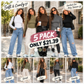 💚Women's 5-Piece Modal Fabric Turtleneck Shirt Set - Slim Fit Long Sleeve Casual Tops