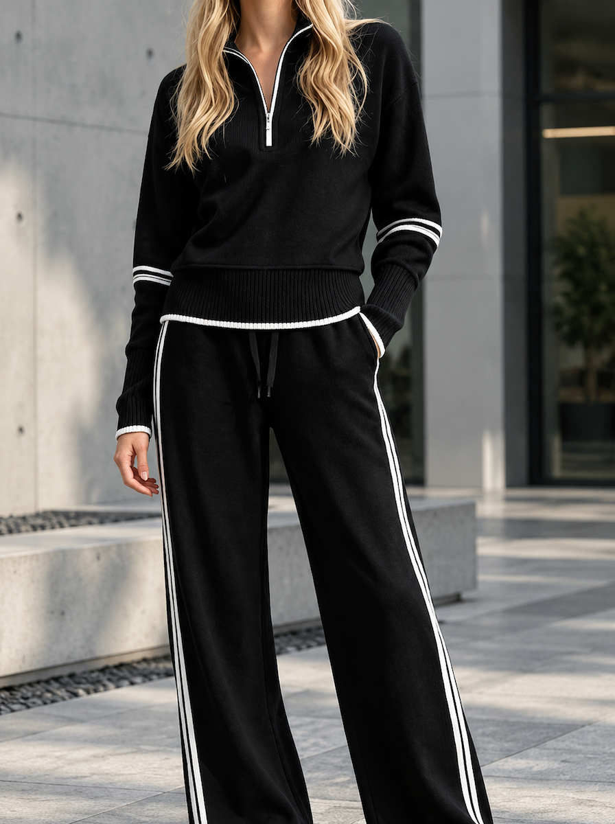 🌸🌸Women Stand Collar Zip Sweatshirt & Drawstring Pant 2-Piece Set