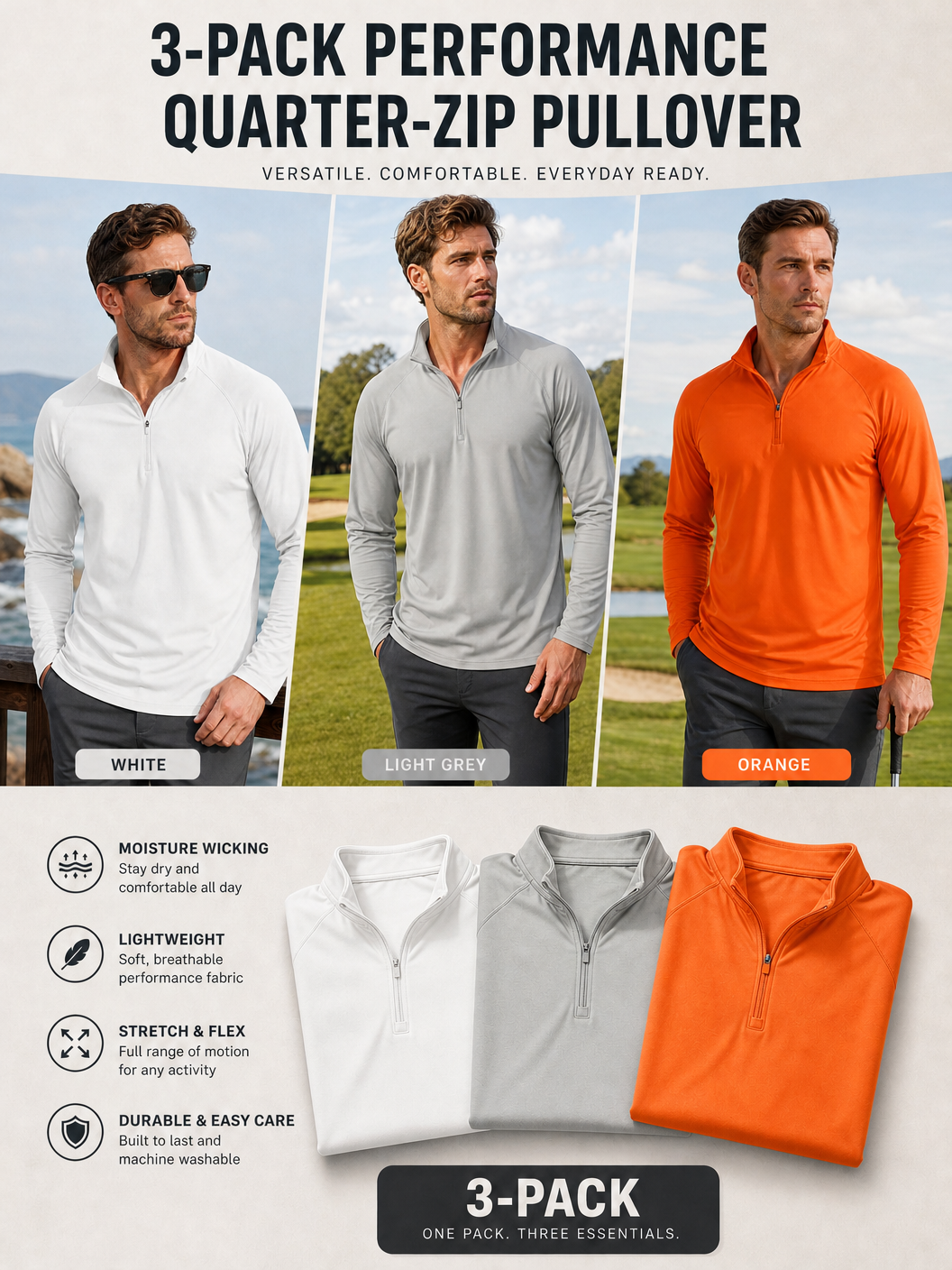 🌸🌸MAGCOMSEN Men's 1/4 Zip UPF 50+ Sun Protection Shirt, Long Sleeve Outdoor Pullover
