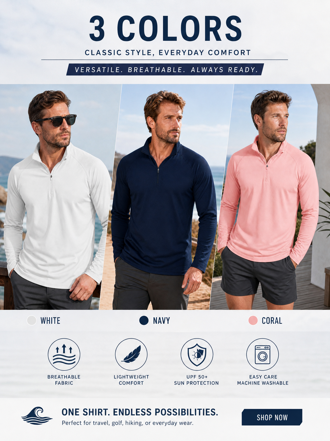 🌸🌸MAGCOMSEN Men's 1/4 Zip UPF 50+ Sun Protection Shirt, Long Sleeve Outdoor Pullover