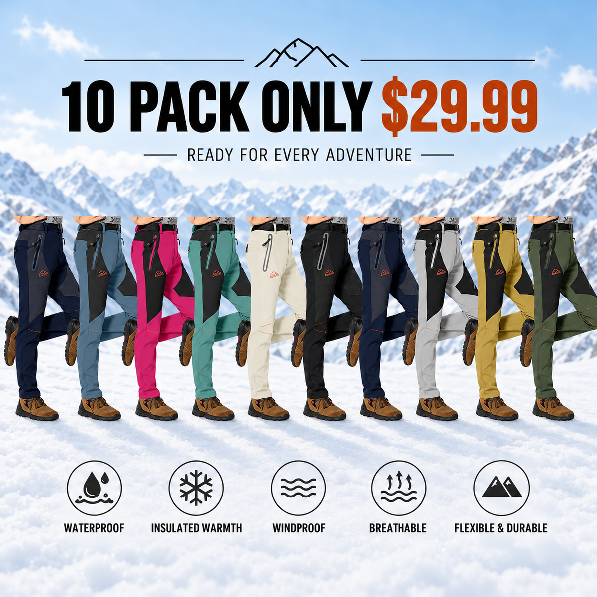 Women's Waterproof Insulated Fleece-Lined Thermal Ski & Hiking Pants