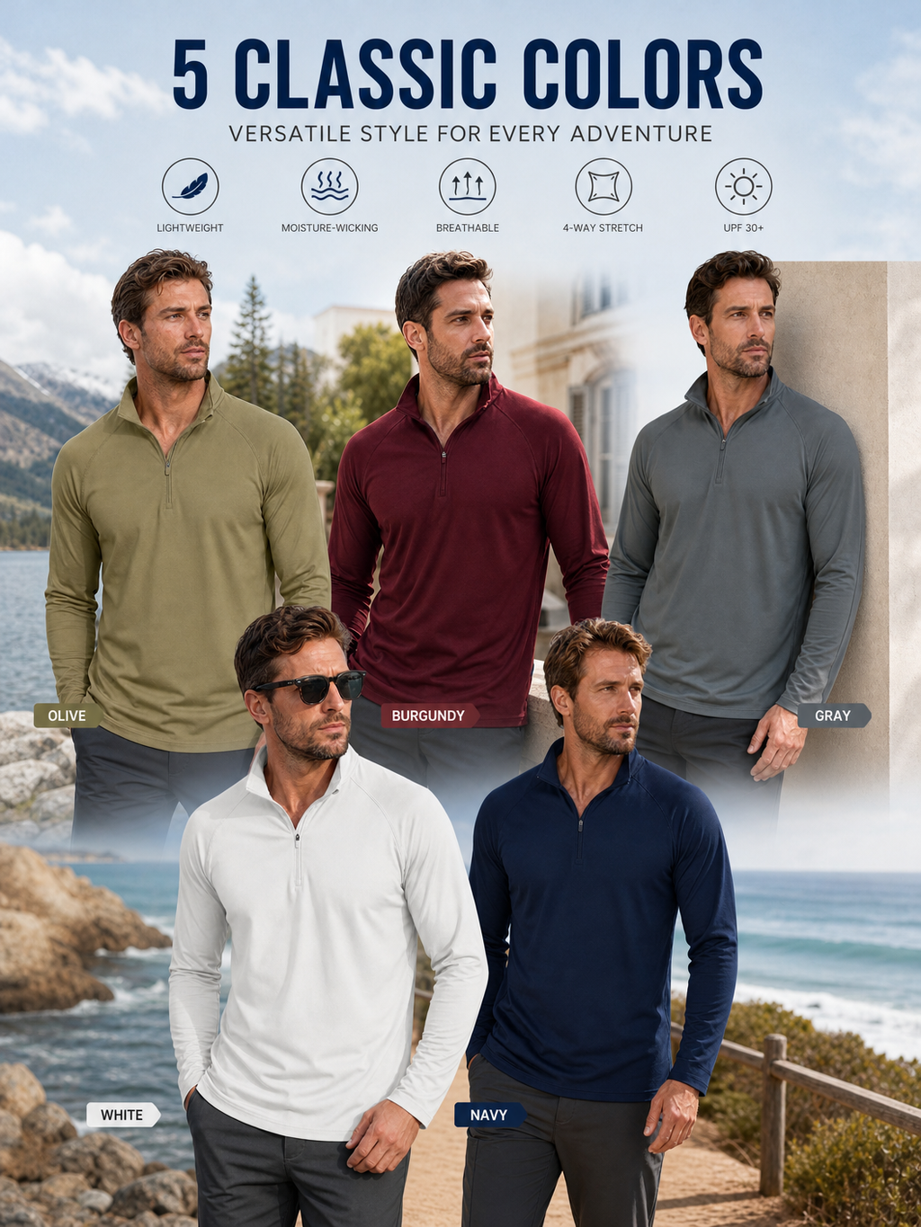 🌸🌸MAGCOMSEN Men's 1/4 Zip UPF 50+ Sun Protection Shirt, Long Sleeve Outdoor Pullover