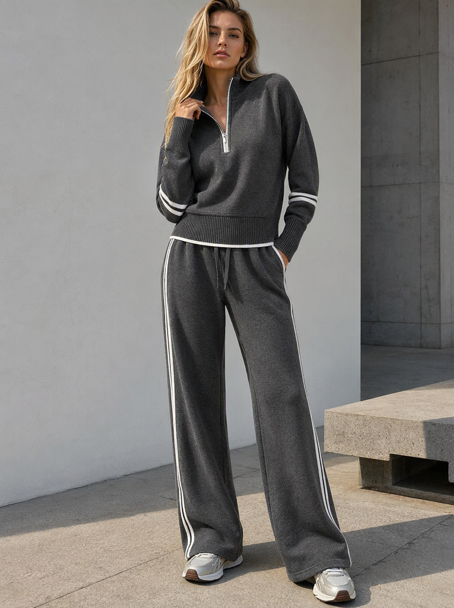 🌸🌸Women Stand Collar Zip Sweatshirt & Drawstring Pant 2-Piece Set