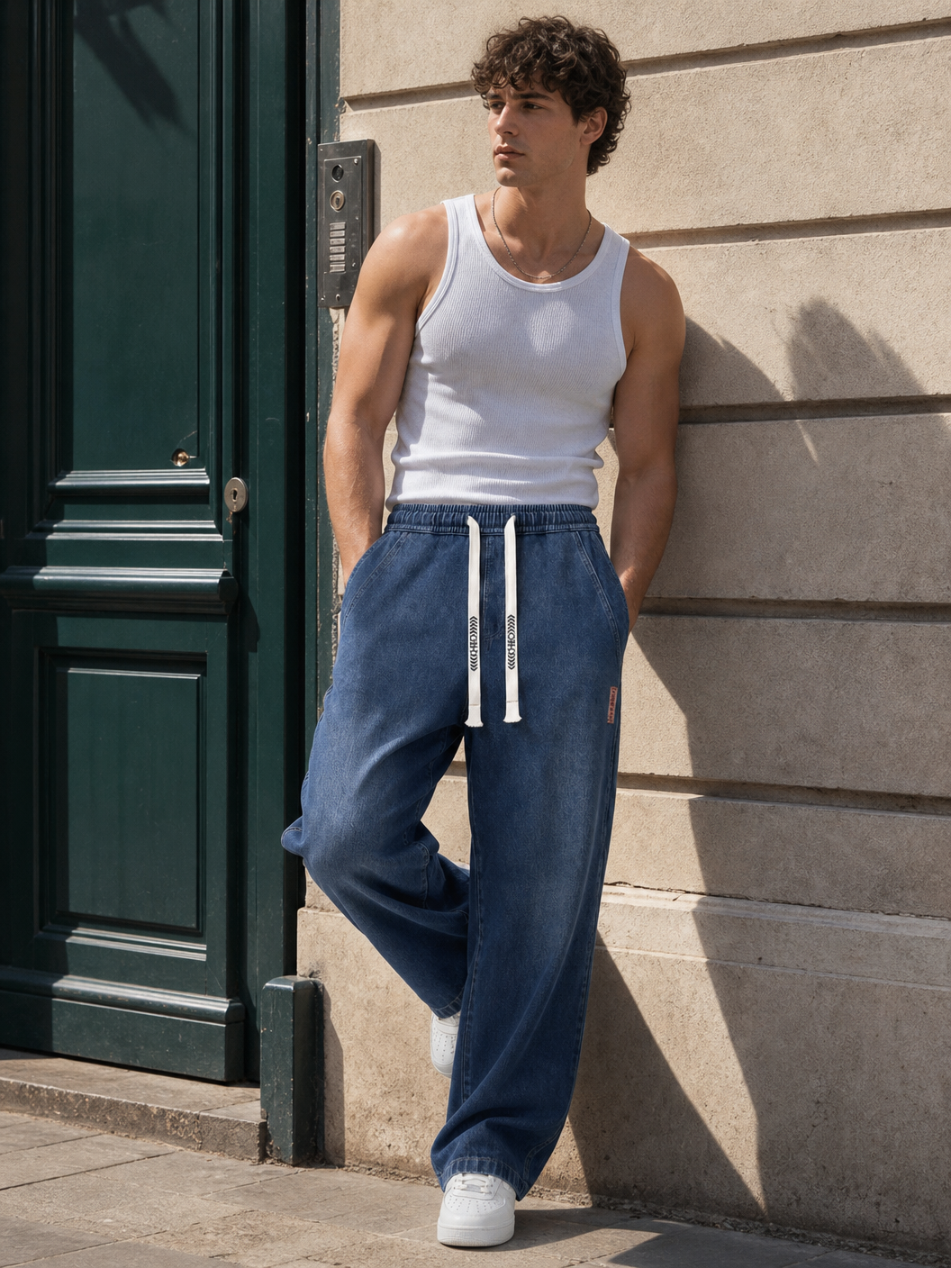 🌸🌸6PCS Bundle $24.63 Special Deal Men's Stretch Cotton Loose Fit Drawstring Waist Jeans, Comfort Pull-On Denim Pants