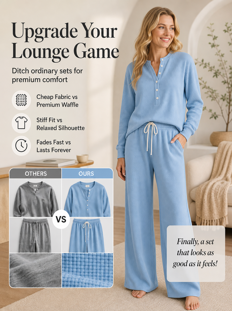 🌸🌸LAST DAY SAVE 49% Women's Waffle Knit Lounge Set