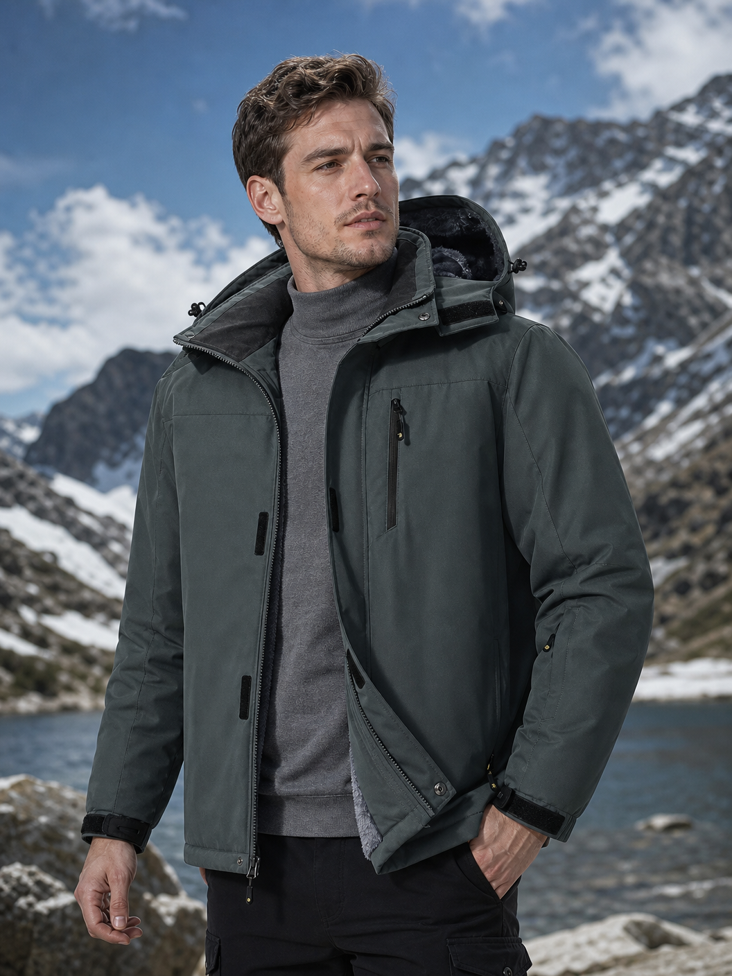 🌸🌸Men’s Winter Ski Snow Jacket Waterproof Windproof Fleece Lined