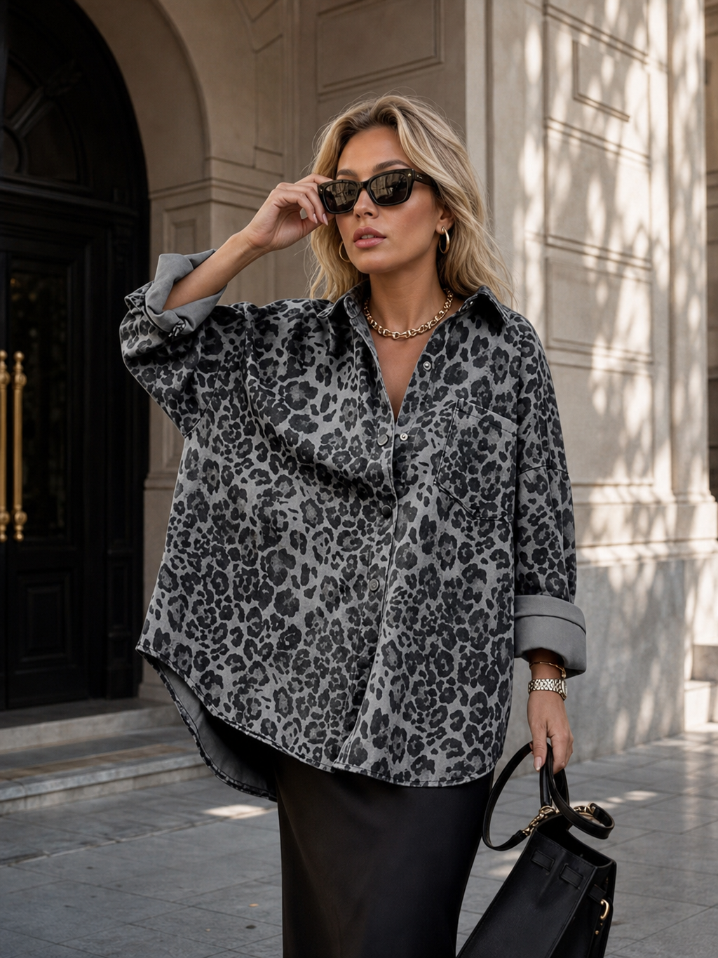 🌸🌸UTCoco Women Cotton Leopard Shacket | Oversized Button Front Shirt Jacket
