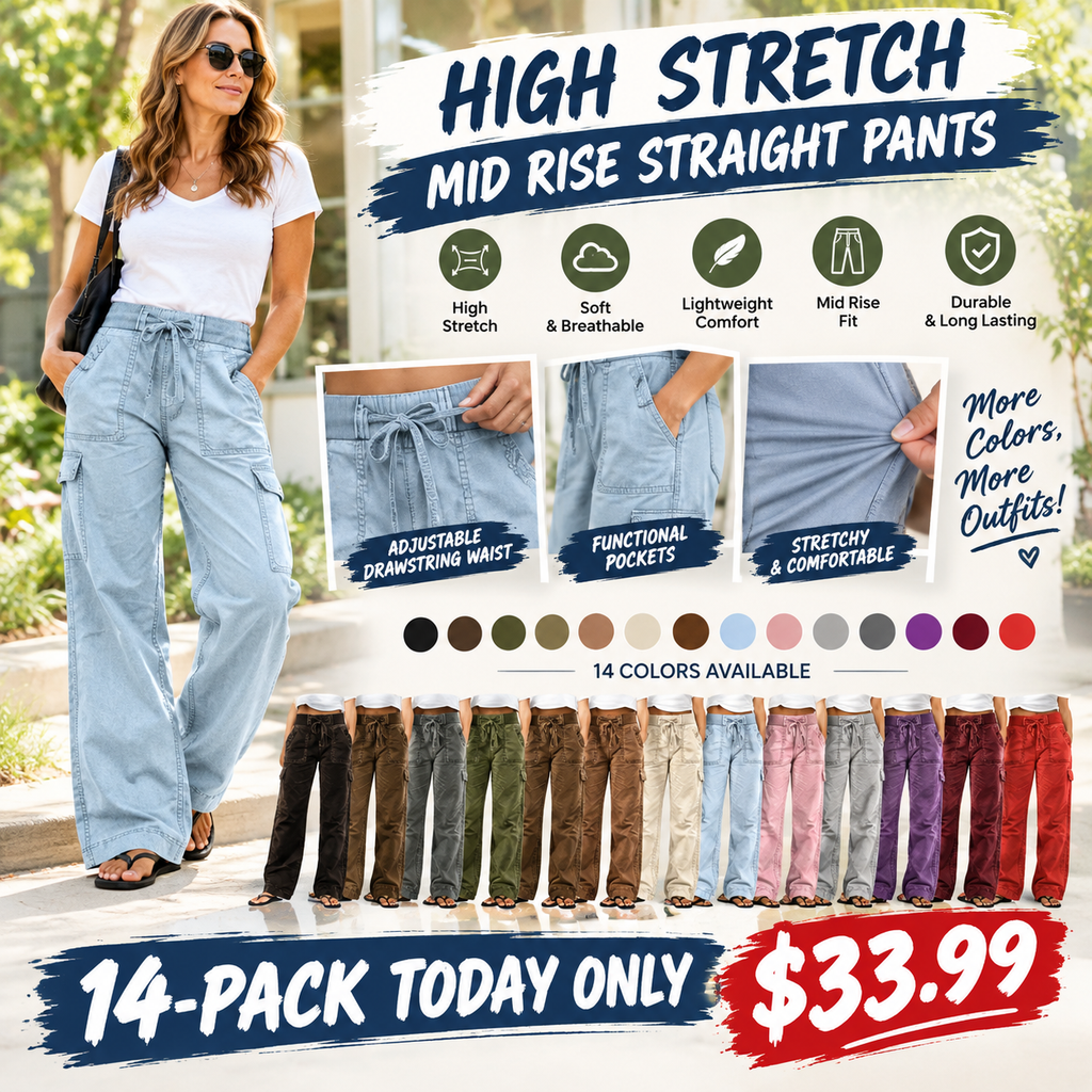 🌿🌿⚡FINAL SALE⚡ Women's Mid-Rise Straight-Leg Pants – Comfortable Stretch Casual Trousers