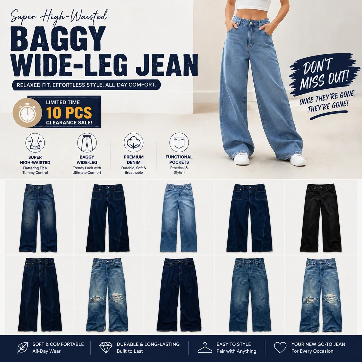 🌿🌿LAST DAY SAVE 49%⌛Super High-Waisted Baggy Wide-Leg Jean