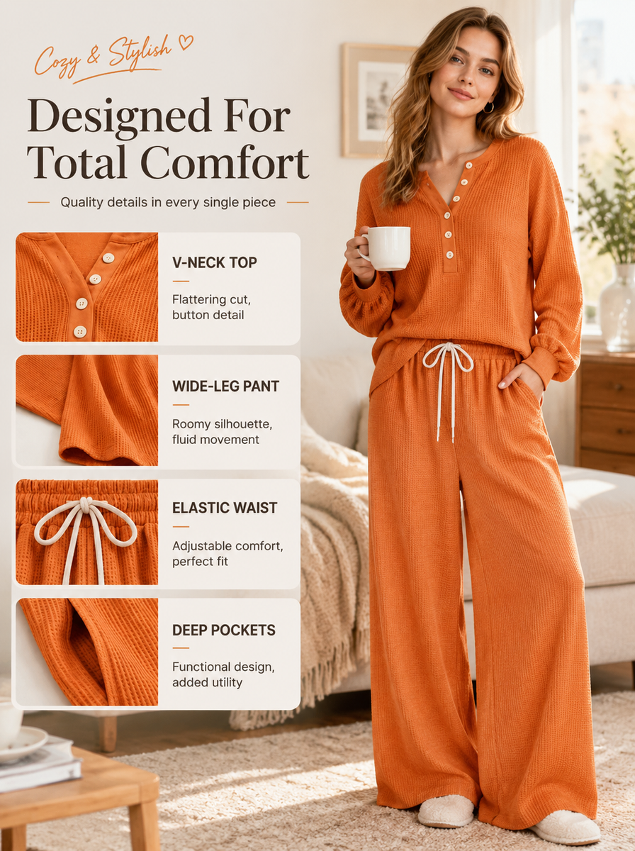 🌸🌸LAST DAY SAVE 49% Women's Waffle Knit Lounge Set