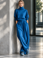 🌸🌸Women Turtleneck Wide Leg Pants 2 Piece Outfit Set, Drawstring Waist Casual Matching Loungewear