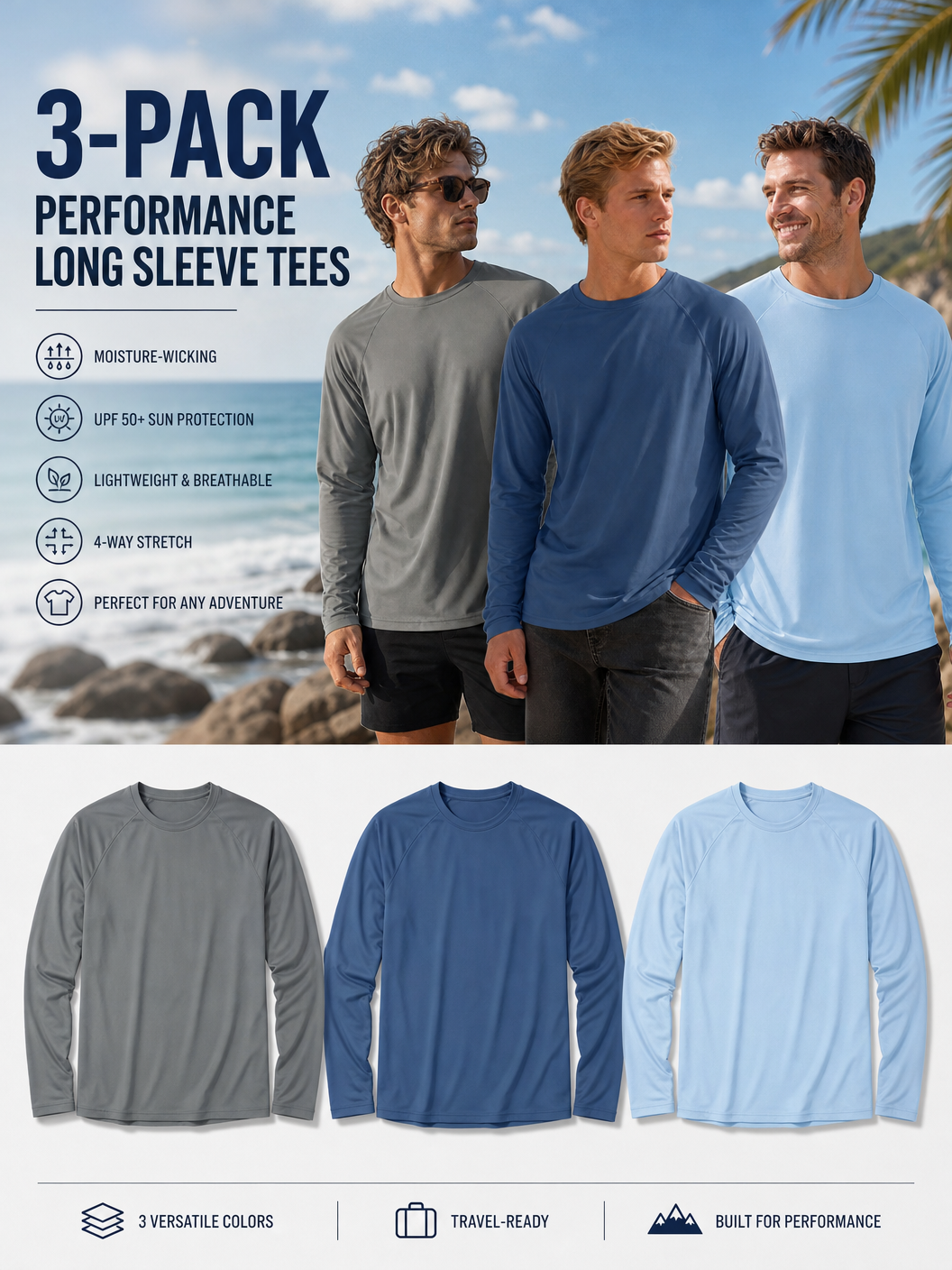 🌸🌸MAGCOMSEN Men’s Long Sleeve UPF 50+ Fishing Rash Guard Shirt Quick Dry