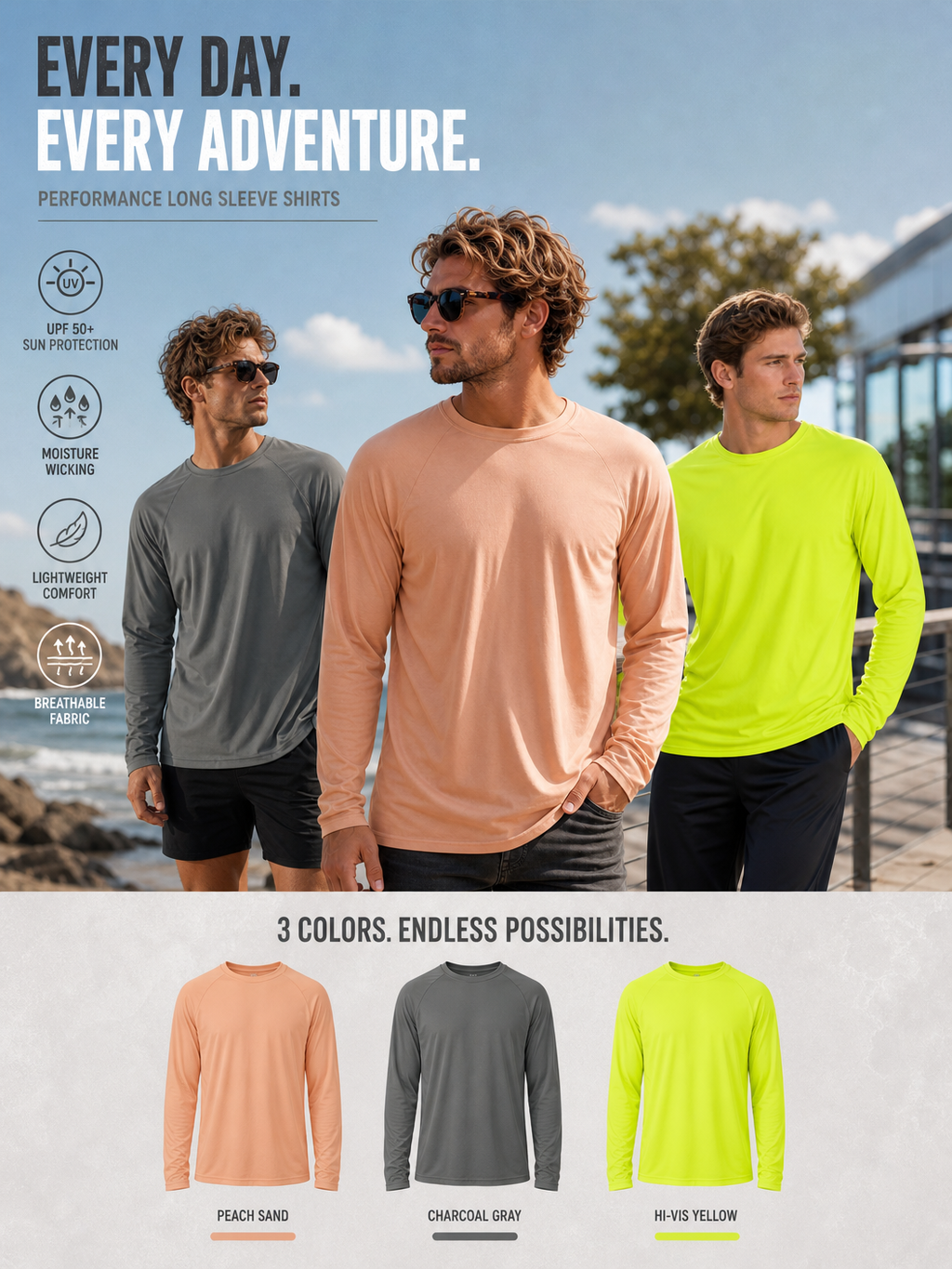 🌸🌸MAGCOMSEN Men’s Long Sleeve UPF 50+ Fishing Rash Guard Shirt Quick Dry