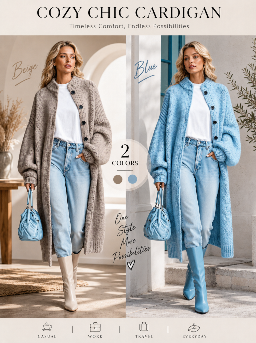 🌸🌸Cozy Length, Effortless Layers | Women's Chunky Knit Long Sweater Coat