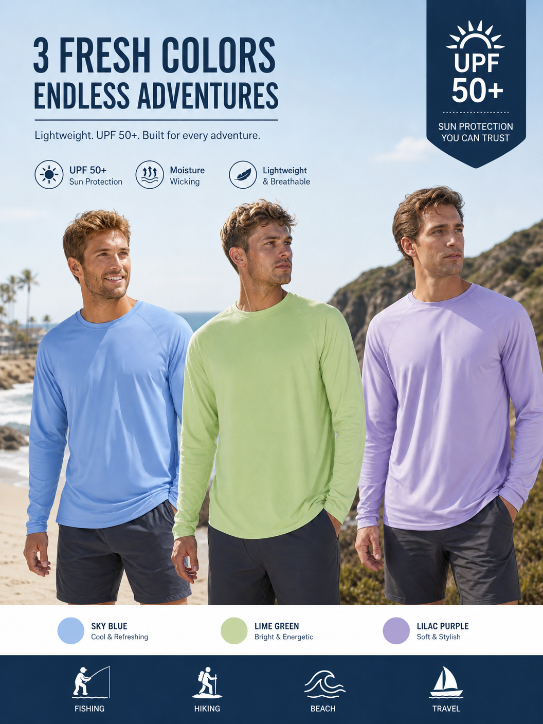 🌸🌸MAGCOMSEN Men’s Long Sleeve UPF 50+ Fishing Rash Guard Shirt Quick Dry