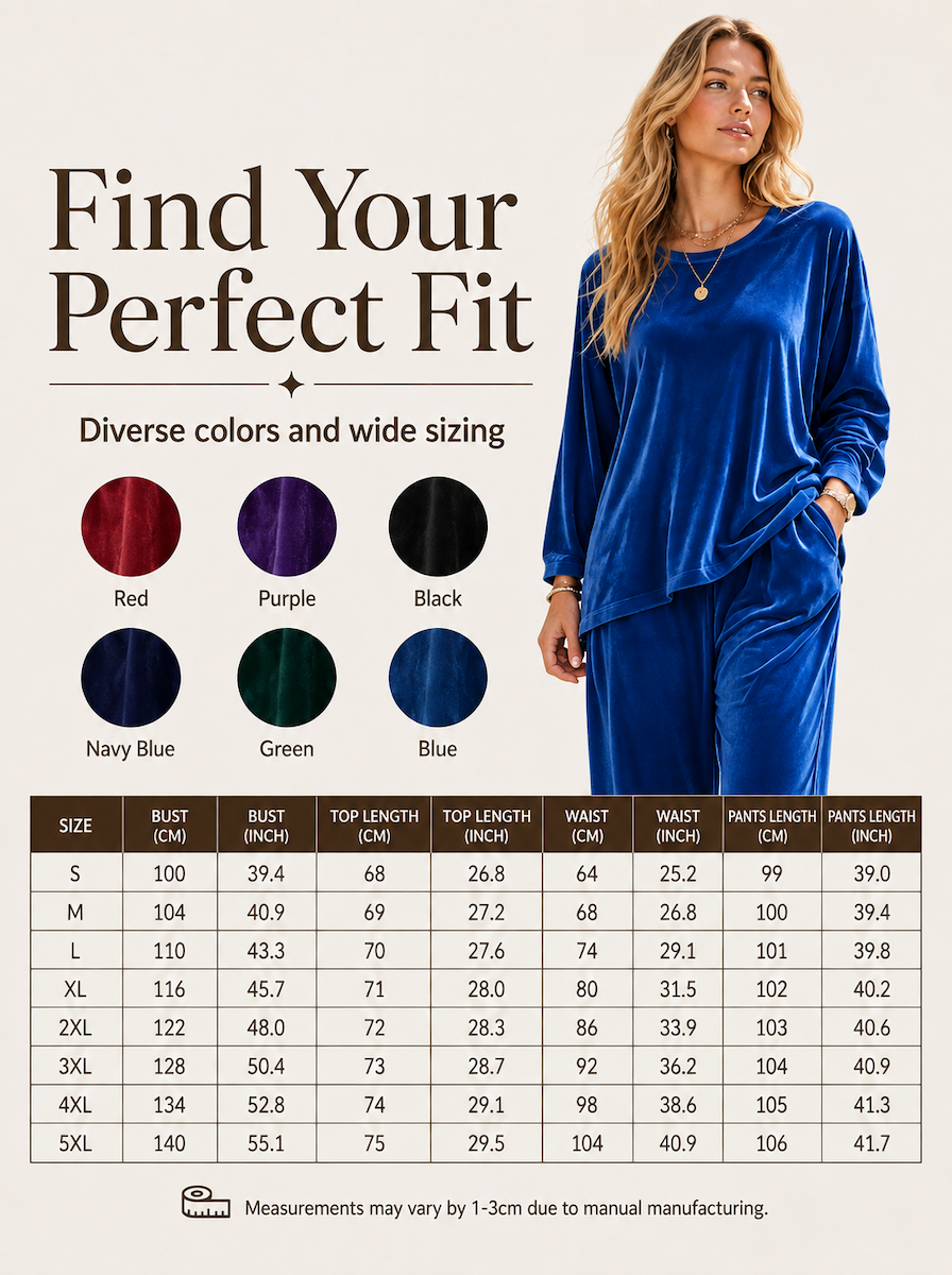 🌸🌸Women Soft Velvet Matching Set - Long Sleeve Top & Wide-Leg Pants✨