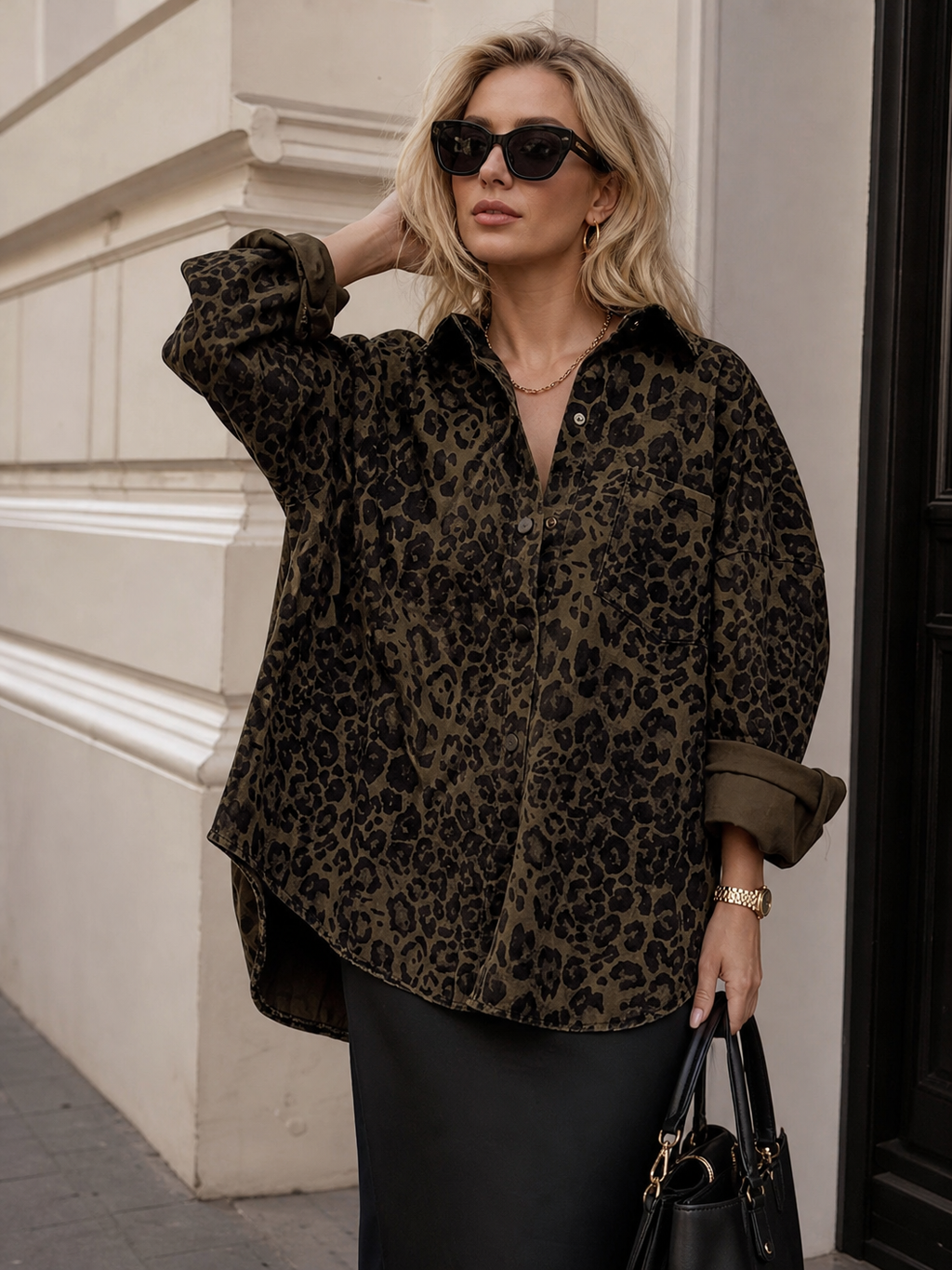🌸🌸UTCoco Women Cotton Leopard Shacket | Oversized Button Front Shirt Jacket