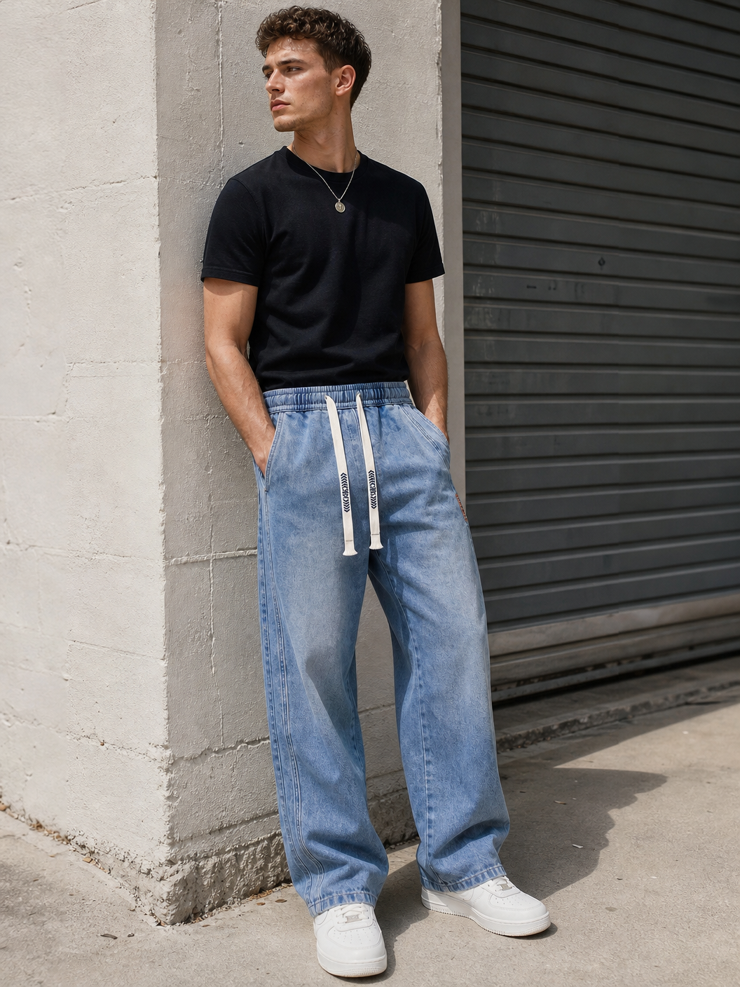 🌸🌸6PCS Bundle $24.63 Special Deal Men's Stretch Cotton Loose Fit Drawstring Waist Jeans, Comfort Pull-On Denim Pants