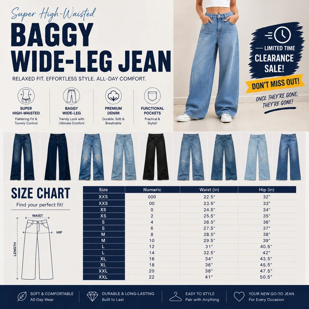 🌿🌿LAST DAY SAVE 49%⌛Super High-Waisted Baggy Wide-Leg Jean