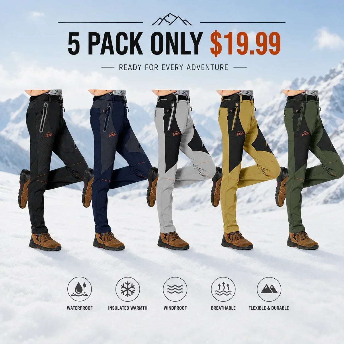 Women's Waterproof Insulated Fleece-Lined Thermal Ski & Hiking Pants