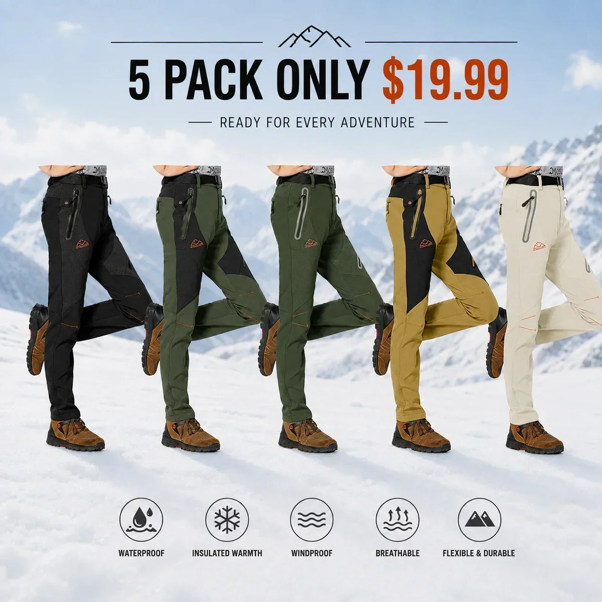 Women's Waterproof Insulated Fleece-Lined Thermal Ski & Hiking Pants