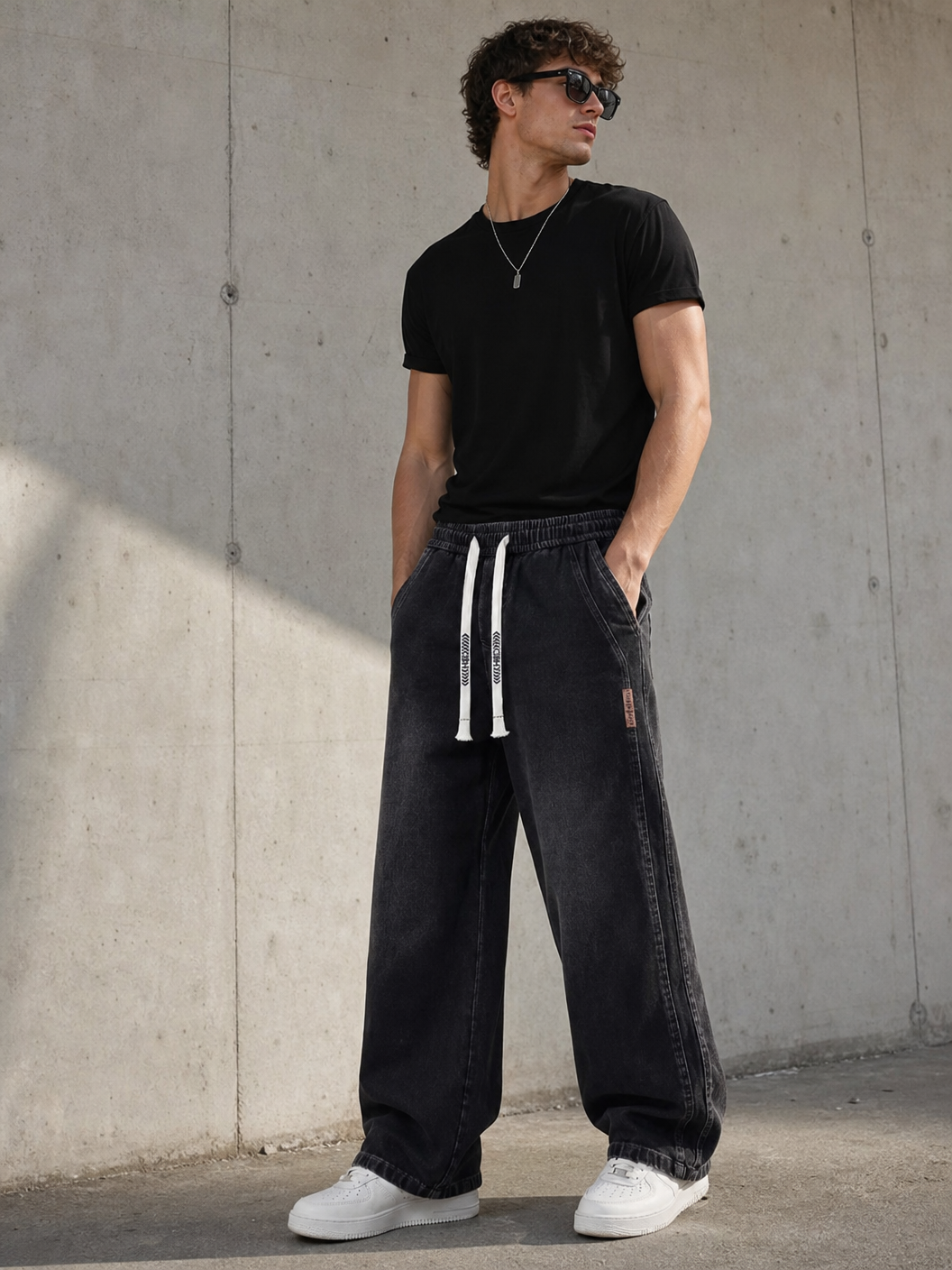 🌸🌸6PCS Bundle $24.63 Special Deal Men's Stretch Cotton Loose Fit Drawstring Waist Jeans, Comfort Pull-On Denim Pants